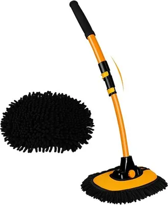 Immagine prodotto di Spazzola per lavaggio auto telescopica - Spazzola per lavaggio con manico telescopico a 15° - Spazzola per lavaggio telescopica con setole morbide - Spazzola per lavaggio auto allungabile - Spazzola per lavaggio 109 cm - Giallo