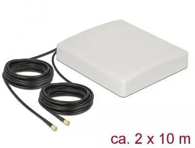 Immagine prodotto di Antenna LTE MIMO Delock con 2 connettori SMA, 8 dBi, direzionale + cavo di collegamento RG58 da 10 m
