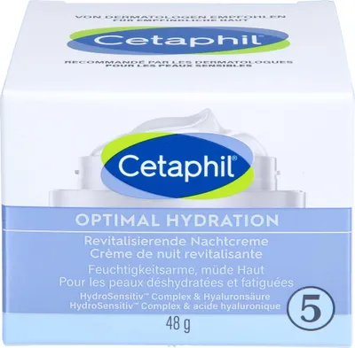 Produktbild von Cetaphil Optimal Hydration revitalisierende Nachtcreme für feuchtigkeitsarme, müde Haut, 48 g Creme