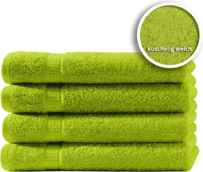 Produktbild von 4er Set Gästetücher Handtücher Duschtücher Badetücher Frottee 100% Baumwolle, Farbe:Grün, Größe:Duschtücher 70x140 cm