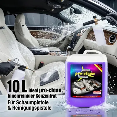 Produktbild von 10 Liter ideal pro-clean Innenraumreiniger Konzentrat für Schaumpistole - Reinigungspistole - Impulsreinigungspistolen jeglicher Art.
