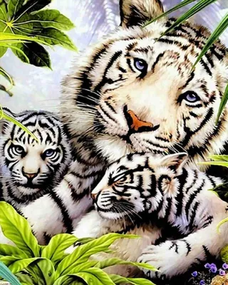 Produktbild von Diamantstickerei Tigerfamilie 45x55