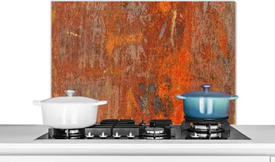 Produktbild von KitchenYeah®  Spritzschutz Küche - Küchenrückwand - Wandschutz für Herd und Spüle - Rost - Industriell - Stahl 90x60 - Alu-Dibond (Alternative zum Spritzschutz aus Glas) - Hitzebeständig - Herdspritzs