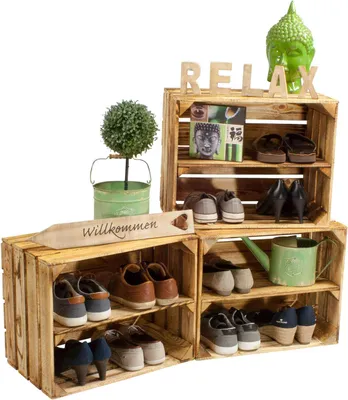 Produktbild von Set mit 3 Holz-Aufbewahrungsboxen zur Dekoration