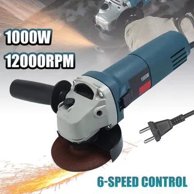 Zdjęcie produktu dla Szlifierka kątowa elektryczna - 1000 W - 125 mm - 6 prędkości - 220 V - wtyczka EU