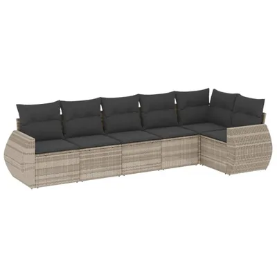 Produktbild von vidaXL 6-tlg. Garten-Sofagarnitur mit Kissen Hellgrau Poly Rattan