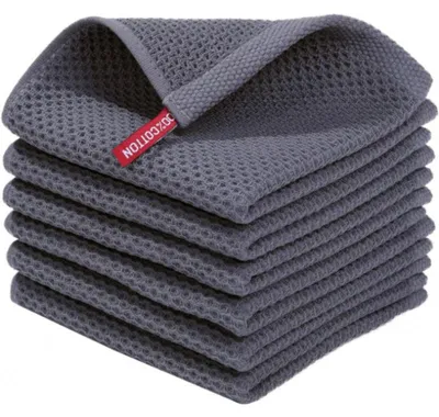 Productafbeelding van Vaatdoek Set 6 Stuks - Sterk Absorberende Vaatdoekjes Katoen - Theedoek - Keukendoek - Schoonmaakdoekjes - Reinigingsdoekjes - Vaatdoeken Wasbaar - 30 x 30 cm