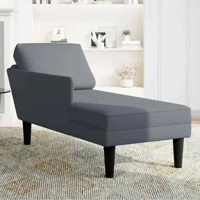 Produktbild von Möbel Chaiselongue Modernes Design - Liegesofa für Wohnzimmer - mit Kissen und Rechter Armlehne Dunkelgrau Samt - 132x56x70 cm Top3607235