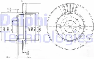 Produktbild von 2x DELPHI Bremsscheibe BG3749 für HYUNDAI ACCENT II (LC) ACCENT I (X-3) 52mm