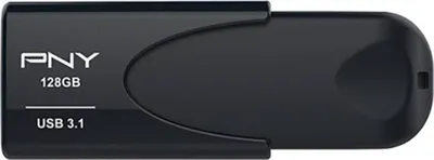 Obrázok produktu pre PNY Attache 4, 128 GB, USB Typ-A, 3.2 Gen 1 (3.1 Gen 1), 80 MB/s, Bez krytu konektora, Čierna