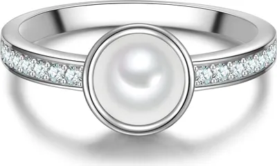 Produktbild von Trilani Perlenring Sterling Silber Zirkonia Muschelkernperle 50030182 56