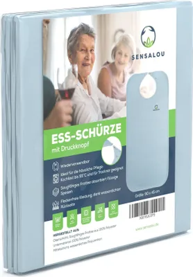 Produktbild von Sensalou Ess-Schürze Latz mit Druckknopf - Sensalou Logo - blau