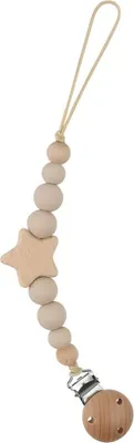 Produktbild von Zayno® Schnullerkette "Sternchen" in Beige | Silikon, Holz, Geschenk zur Geburt, Baby, Schnullerband, Halter, Silikon-Holz, Neugeborenes