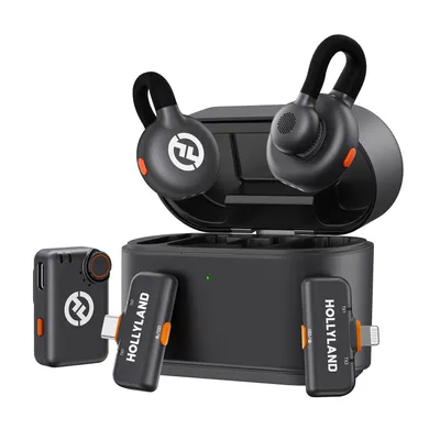 Immagine prodotto di Hollyland Lark M2S Ultimate Combo (Camera RX+Lightning RX+Type-C RX) Microfono lavalier wireless per iPhone/Camera/Android/PC, microfono compatto