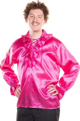 Produktbild von Satinhemd mit Rüschen pink Größe: 58-60