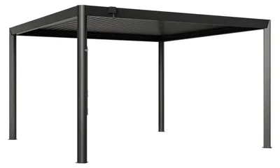 Produktbild von PRIMEYARD Pergola 4x4 m - Pfosten und Lamellendach aus Aluminium - anthrazitfarbene Terrassenüberdachung