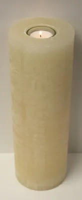 Produktbild von Rustic Kerzen Creme  30 x 10 cm, mit Teelichteinsatz incl. Teelicht und Teelichtglas, Kerze zum ver