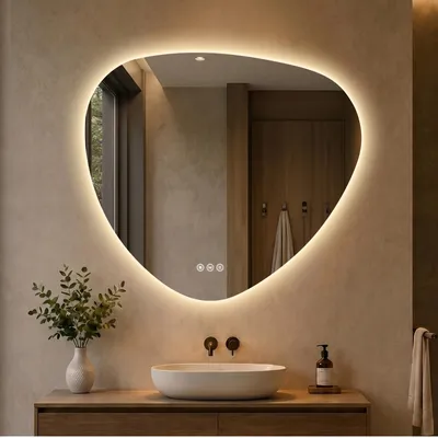 Immagine prodotto di S'AFIELINA Specchio Bagno LED 70 x 80 cm, Retroilluminato, Senza Cornice, 3 colori di luce, luminosità regolabile, antiappannamento e memoria.