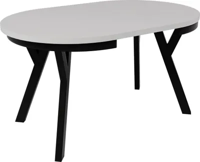 Produktbild von Esstisch ARI Rund 90-190 cm Ausziehbar Weiß Matt Metallbeine Schwarz