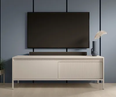 Produktbild von AX LIVING Lowboard Beige Trentinis TV Tisch 153,5cm modern geriffeltes