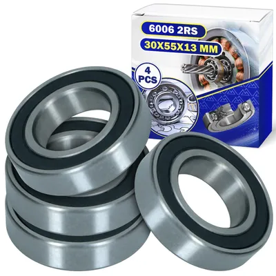 4 Kugellager 6006 2RS, 30x55x13 mm, doppelt abgedichtet