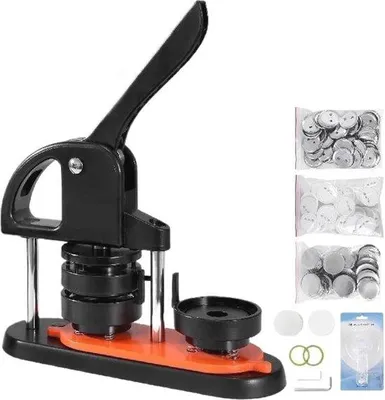 Produktbild von Famanu Button Maker Maschine für 25/32/58 mm Anstecknadeln - Ergonomische Knopfmacher mit Handgriff