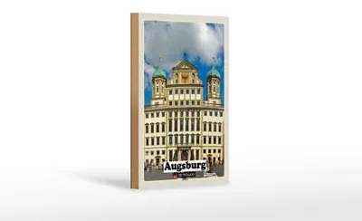 Produktbild von Holzschild Städte Augsburg Rathaus Architektur Dekoration 12x18 cm