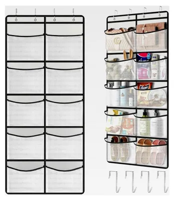 Produktbild von Tür Organizer mit 10 Netztaschen und 4 Haken zur Hängenden Aufbewahrung für Schlafzimmer und Badezimmer