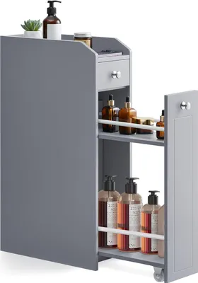 Produktbild von Schmaler Badezimmerkasten - Aufbewahrungsmöbel - Badezimmerorganisator - Platzsparend - 40 cm x 18 cm x 70 cm
