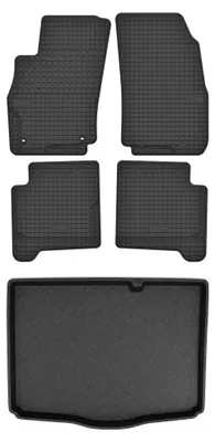Image de Tapis en caoutchouc + bac de coffre pour Fiat Grande Punto 2005-2009 (hayon, coffre standard) – 5 pièces, noirs, sur mesure