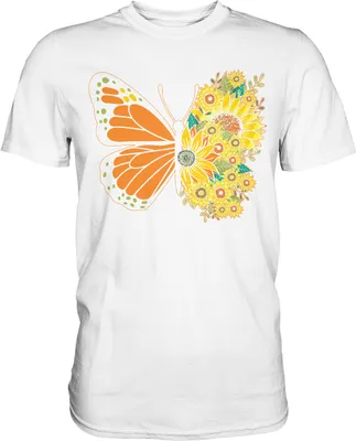 Produktbild von Sonnenblumen Schmetterling T-Shirt – White / XXL