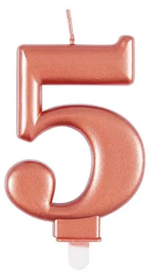 Produktbild von Roségold Metallic Kerze Zahl 5