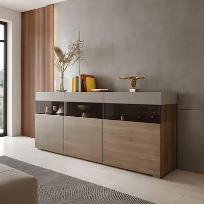 Image de Fanna - Buffet, 180x41x80h cm Marron, 3 Étagères
