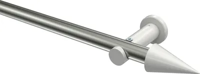 Produktbild von Interdeco Gardinenstange / Vorhangstange Edelstahl-Optik / Weiß, Typ Platon Savio (Kegel) ohne Ringe, 20 mm Ø 1-läufig, 480 cm