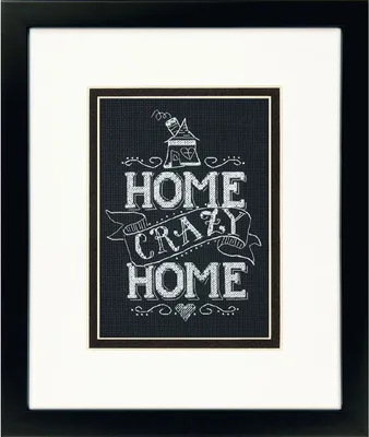 Imagen del producto de Kit de bordado "Home Crazy Home", con esquema de puntos, dimensiones: 12,7 x 17,7 cm