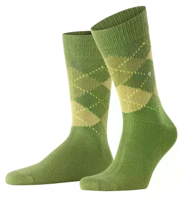 Productafbeelding van Burlington heren sokken, model Preston M, zacht en warm, met patroon, 1 paar, groen, met cactussenprint