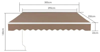 Zdjęcie produktu dla Markiza przeciwsłoneczna - osłona tarasu - markiza - ręczna - wysuwana - 300x250 cm