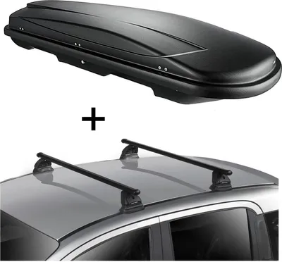 Image de Coffre de toit VDPJUXT600 600 litres verrouillable + barres de toit VDP EVO acier compatibles avec Peugeot 5008 (No Rails) 5 portes 2009-2016