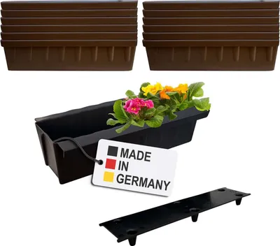 Produktbild von BURI 12 Euro-Paletten Blumenkästen-Einsätze inkl. Bewässerungsmatte | mit Hängesystem zum Einhängen | 37,3cm Braun | Pflanzkasten für Europalette Palette | Balkonkasten | Blumentopf | extrem stabil