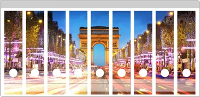 Produktbild von Wallario Ordnerrücken Sticker, selbstklebend für breite Ordner, 9 Stück, Motiv Arc de triomphe in Paris bei Nacht