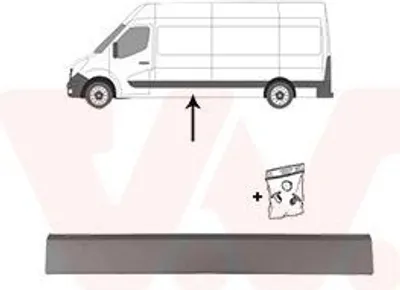 Produktbild von VAN WEZEL Seitenschutzleiste links seitlicher Einbau 3799423 für RENAULT MASTER III Kasten (FV) MASTER III Bus (JV) für OPEL Movano B Kastenwagen