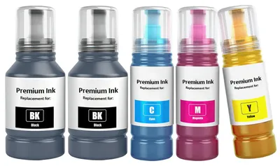 Image de Cartouches d'encre TOPRINT E102, lot de 5 couleurs, compatibles avec les imprimantes E102, ET-2700, ET-2750, ET-2751, ET-2756, ET-2850, ET-2851, ET-2856, ET-3700, ET-3750, ET-3850, ET-4750, ET-4850, ET-4856 et ET-15000
