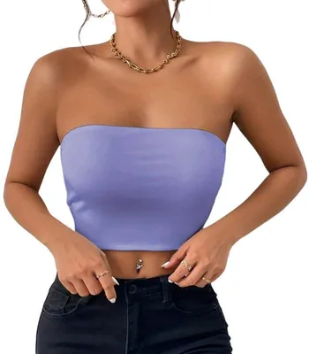 Productafbeelding van Sukiglam bandeau top voor dames, basic, mouwloos, met blote schouders, tube top, zomer, casual