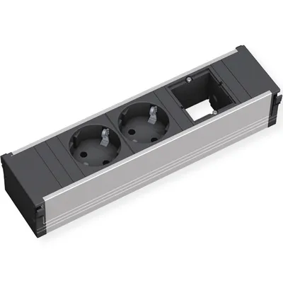 Zdjęcie produktu dla Gniazdo wielokrotne 2xSchuko 1xABD - Gniazdo czarne 912.003