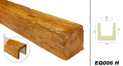 Produktbild von DECO WOOD Deckenbalken rustikal aus Polyurethane, 2m Länge, PolyurethanBalken Holzoptik (hellbraun - 12x12cm) Rohrabdeckung Dekobalken Holzimitat