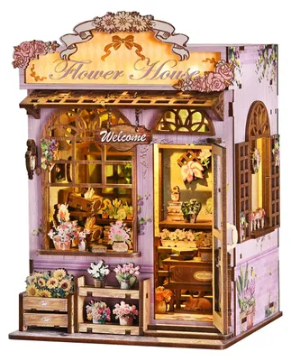 DIY Book Nook Kit – Miniatur-Bibliothek mit LED, Holz
