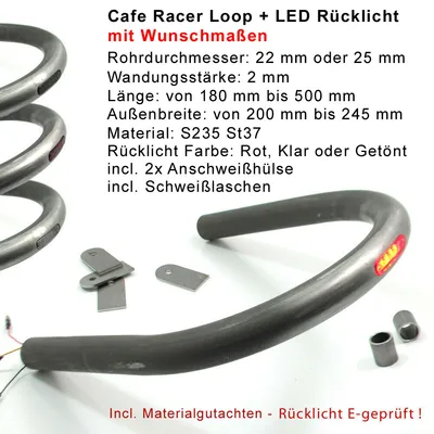 Produktbild von Cafe Racer Loop + LED Rücklicht Bremslicht Heckrahmen nach Wunsch mit Gutachten