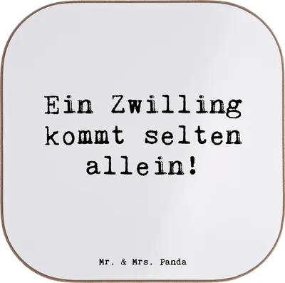 Produktbild von Mr. & Mrs. Panda Personalisierter Untersetzer Zwillingsgeschwister Liebe - Weiß - Geschenk, Personalisierte Glasuntersetzer, Geschwister, personalisiert, Verwandte