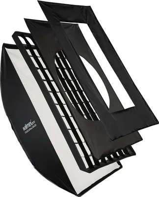 Image de Walimex pro Studio Softbox 80x120cm – Rotation 360°, montage style parapluie, avec grille, masques, adaptateur Bowens, sac de transport, idéale pour produits