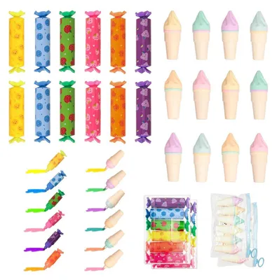 Immagine prodotto di Set di 24 mini pennarelli colorati a forma di caramella e cono gelato, ideali per bambini